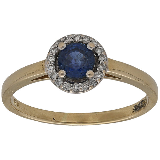 18ct Gold Sapphire & 0.08ct Diamond Dress/Cocktail Ring Size P