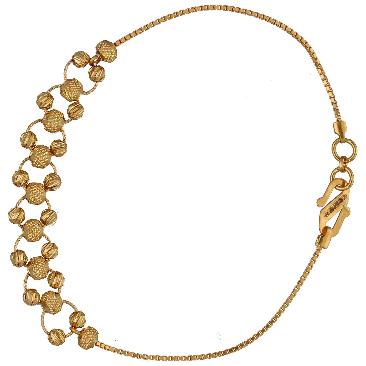 New 22ct Gold Bead & Hoop Fancy Bracelet