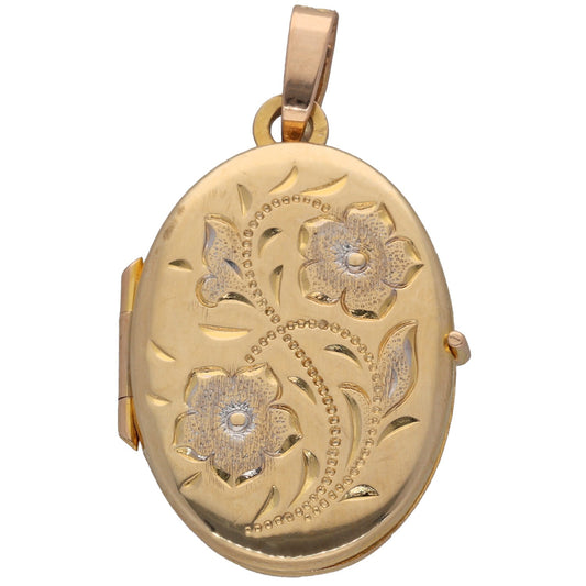 9ct Gold Patterned Locket Pendant