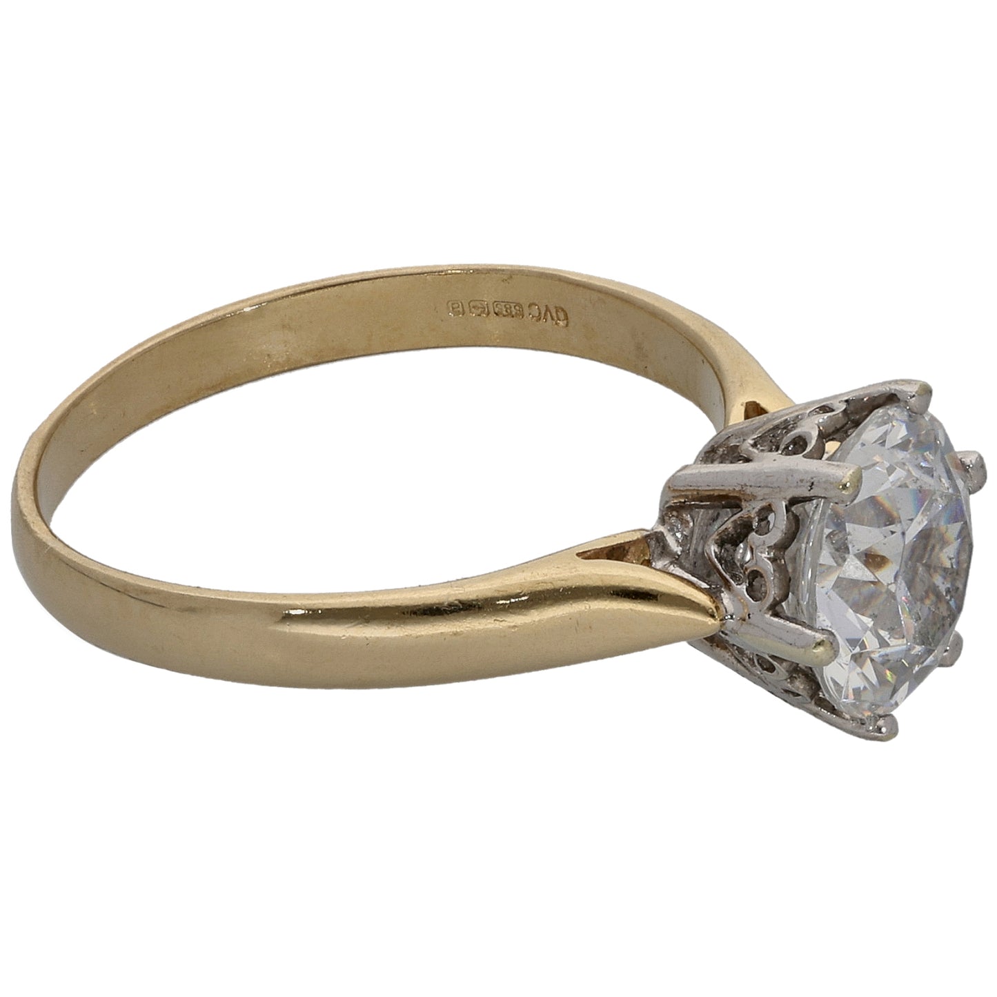 14ct Gold Cubic Zirconia Single Stone Ring Size L