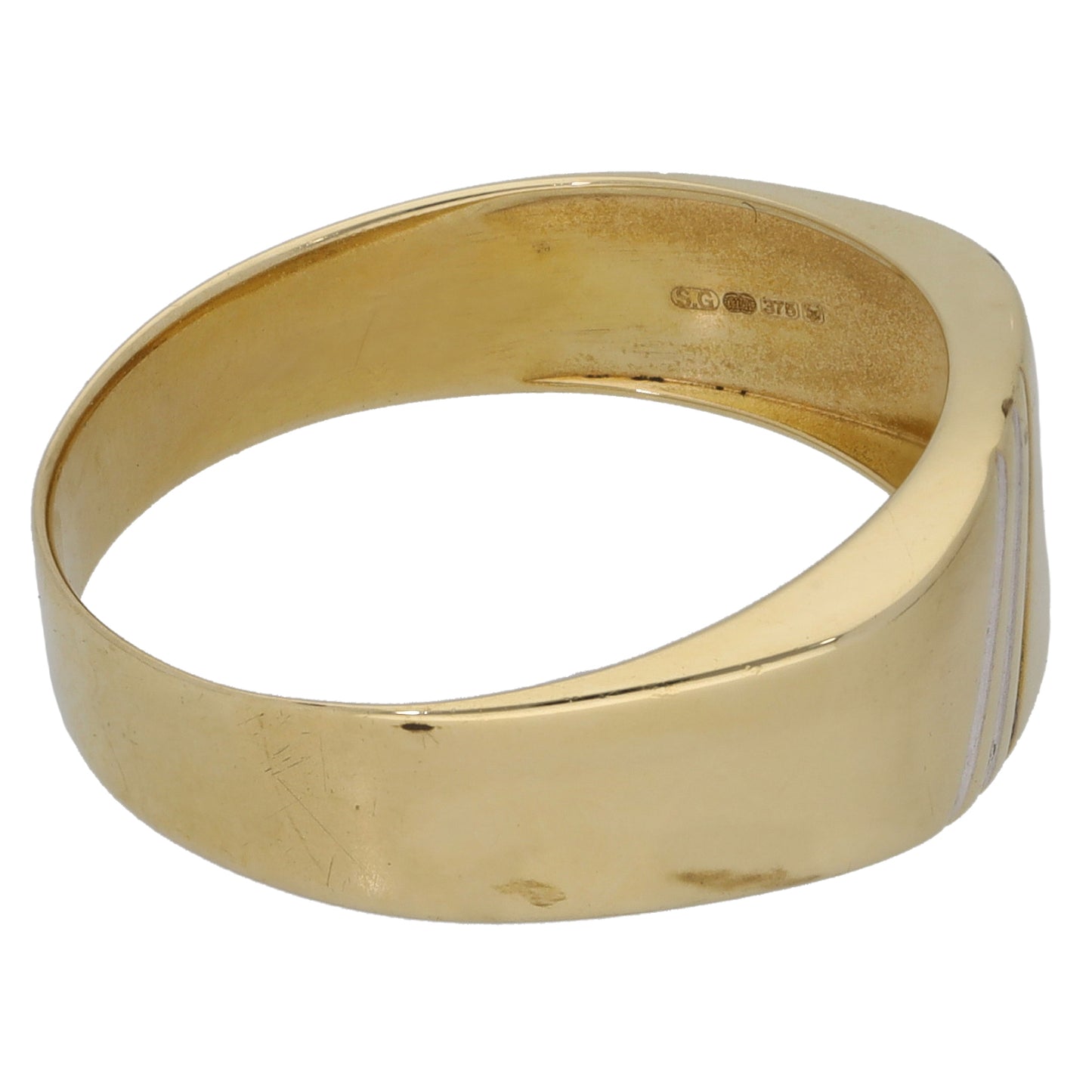 9ct Gold Patterned Signet Ring Size R