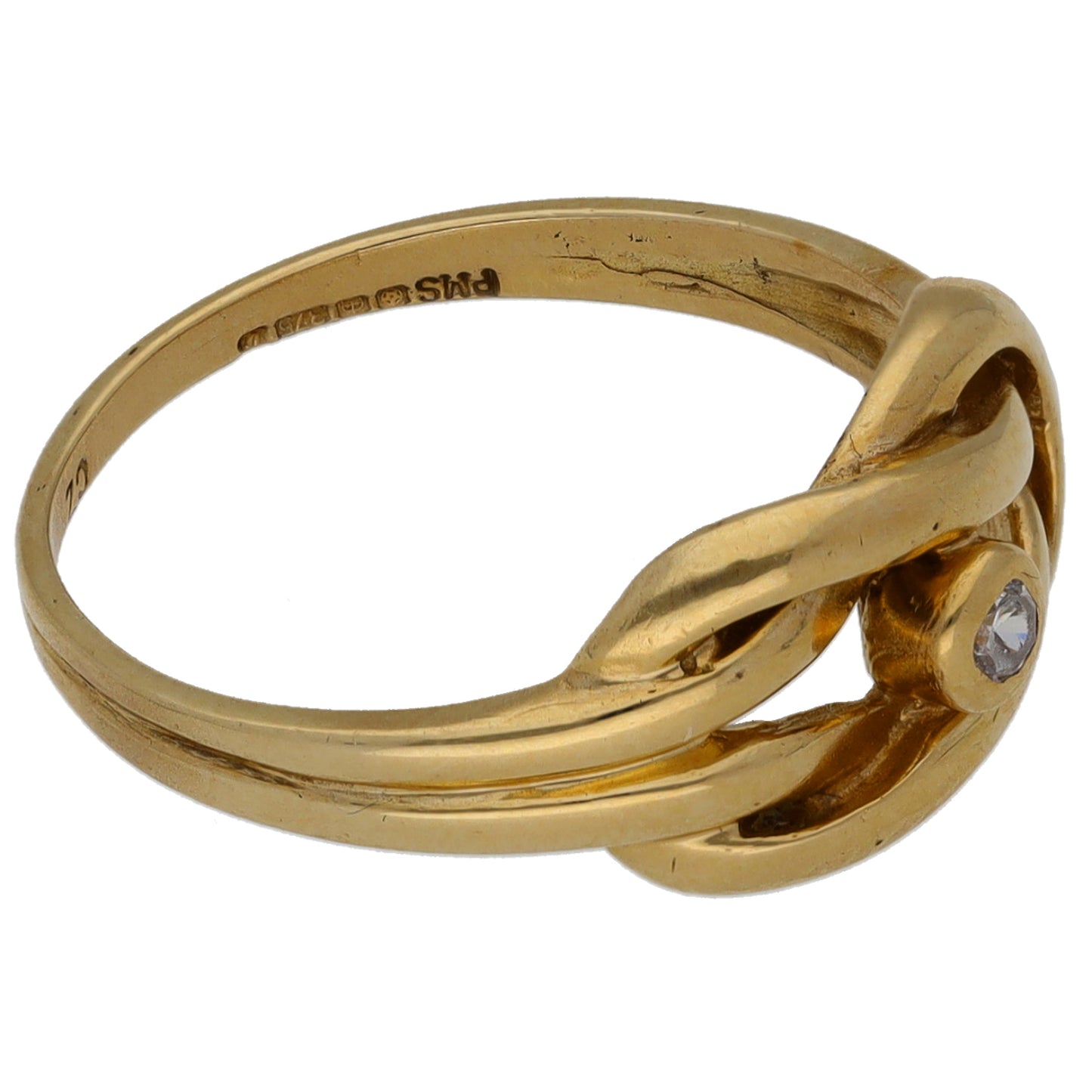 9ct Gold Cubic Zirconia Single Stone Knot Ring Size K