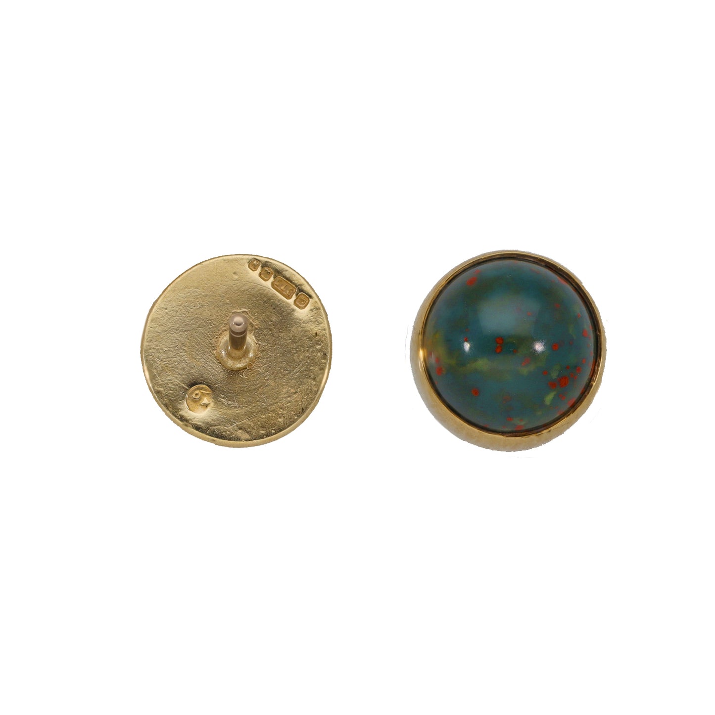 9ct Gold Bloodstone Single Stone Earrings