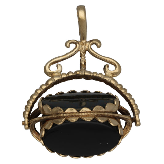 9ct Gold Bloodstone & Carnelian & Onyx Fob Pendant