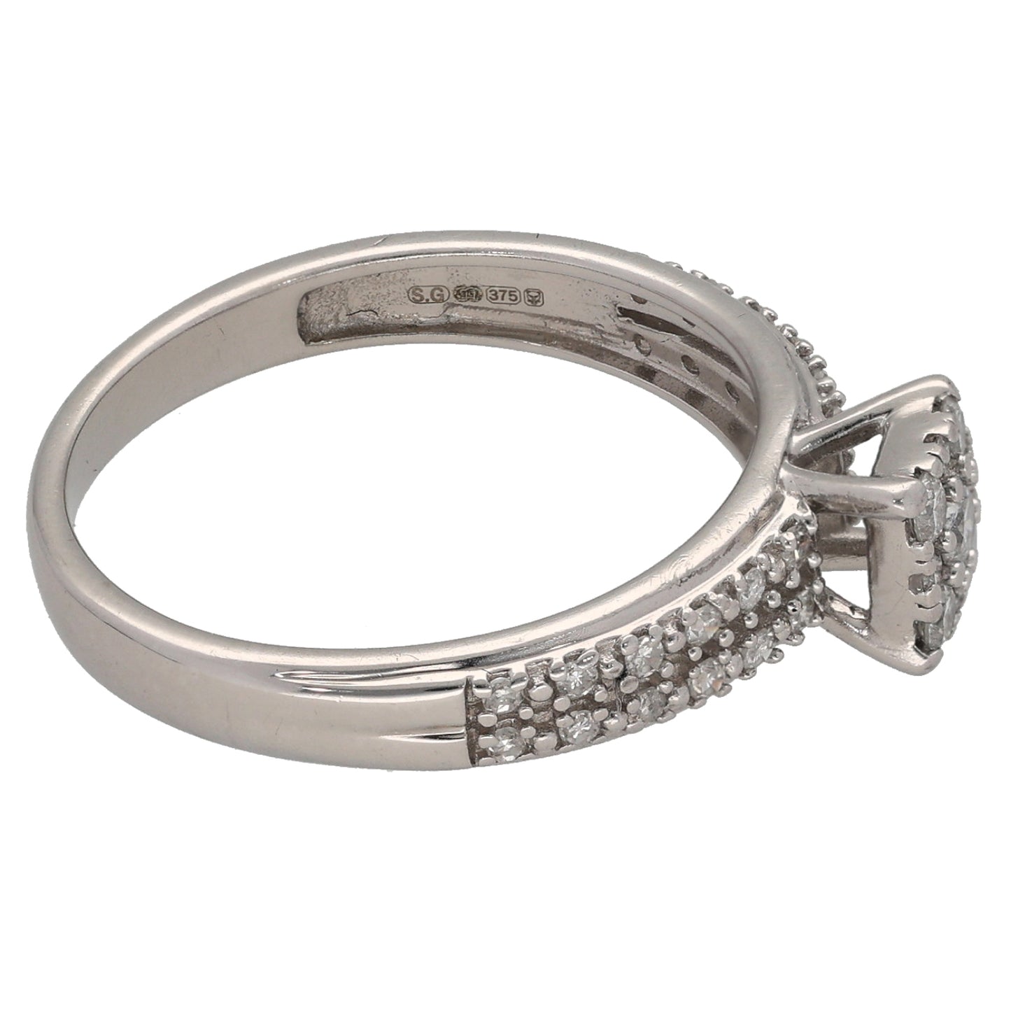 9ct White Gold 0.33ct Diamond Cluster Ring Size N