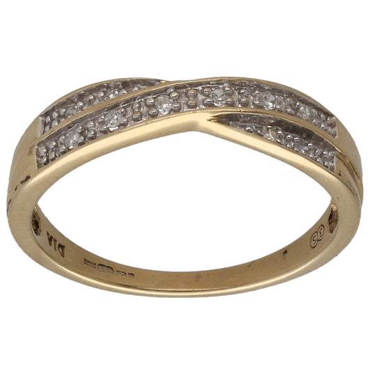 9ct Gold 0.10ct Diamond Half Eternity Ring Size N