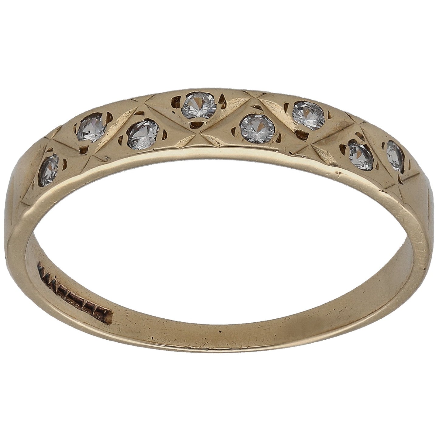9ct Gold Cubic Zirconia Half Eternity Ring Size P