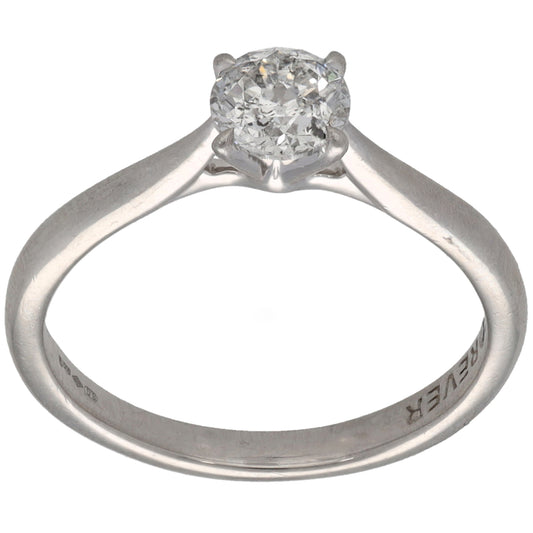 Platinum 0.56ct Diamond Solitaire Ring Size L
