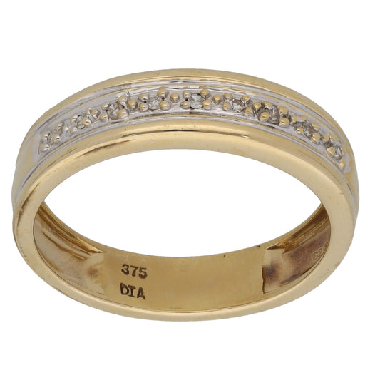 9ct Gold 0.045ct Diamond Half Eternity Ring Size N