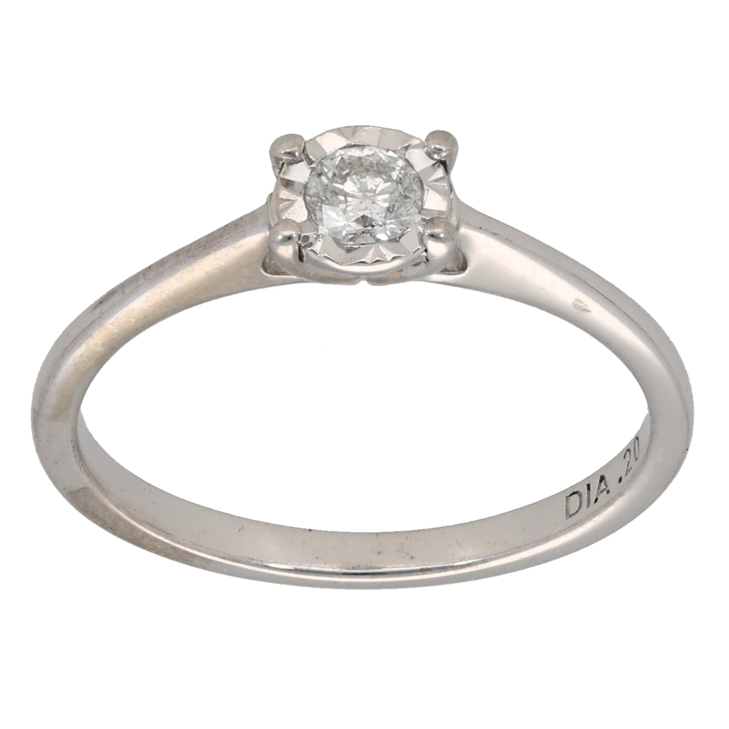 9ct White Gold 0.20ct Diamond Solitaire Ring Size P