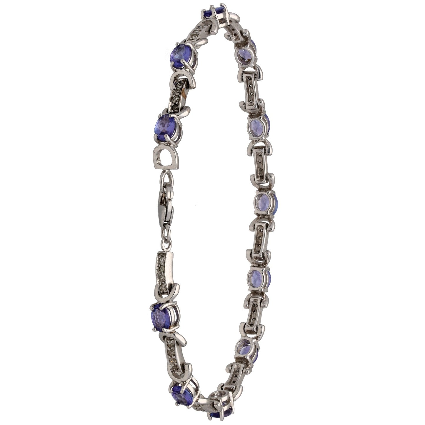 14ct White Gold Tanzanite & 0.22ct Diamond Fancy Stone Set Bracelet