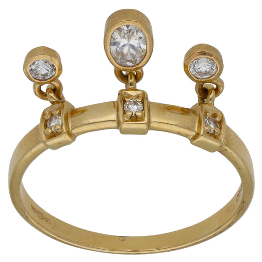 9ct Gold Cubic Zirconia Dress/Cocktail Ring Size P
