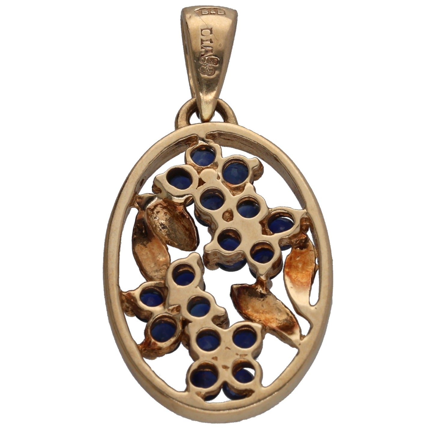 9ct Gold Sapphire & 0.02ct Diamond Dress/Cocktail Pendant