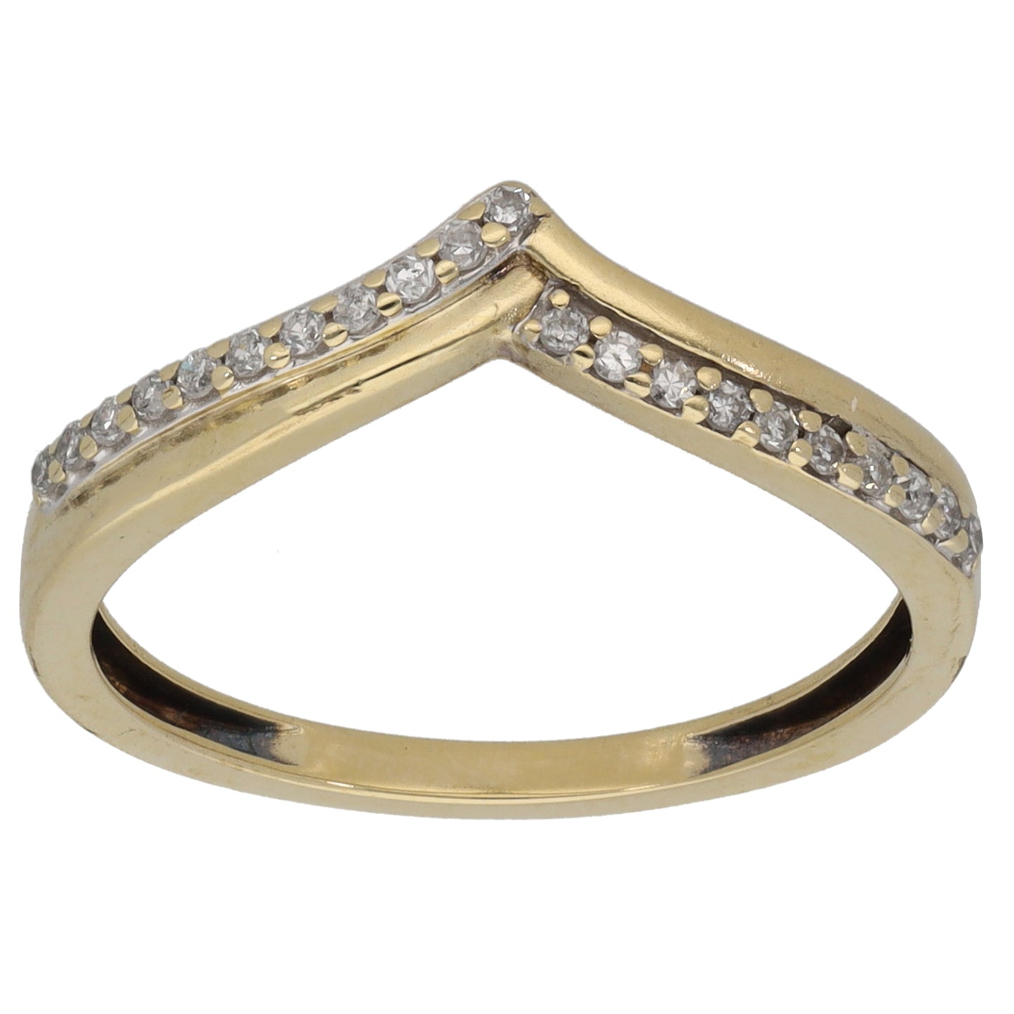 9ct Gold 0.15ct Diamond Wishbone Ring Size Q