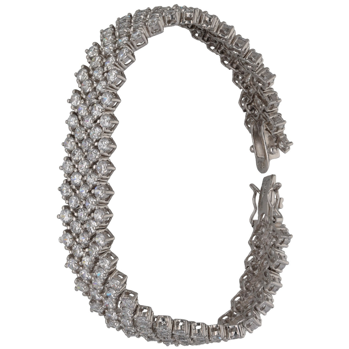 Sterling Silver Cubic Zirconia Fancy Stone Set Bracelet