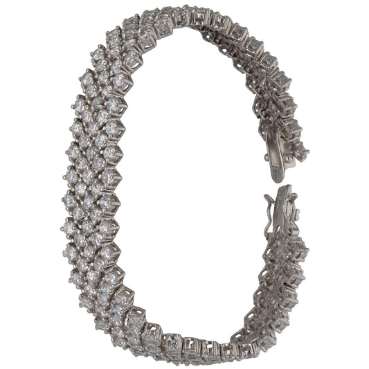 Sterling Silver Cubic Zirconia Fancy Stone Set Bracelet
