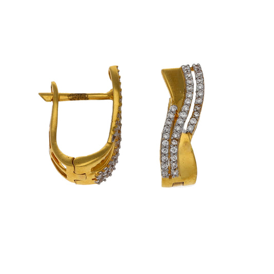 New 22ct Gold Cubic Zirconia Huggy Hoop Earrings