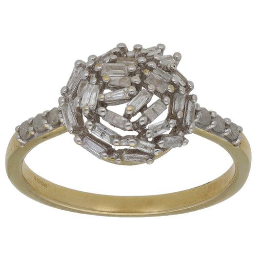 9ct Bicolour Gold 0.36ct Diamond Cluster Ring Size L