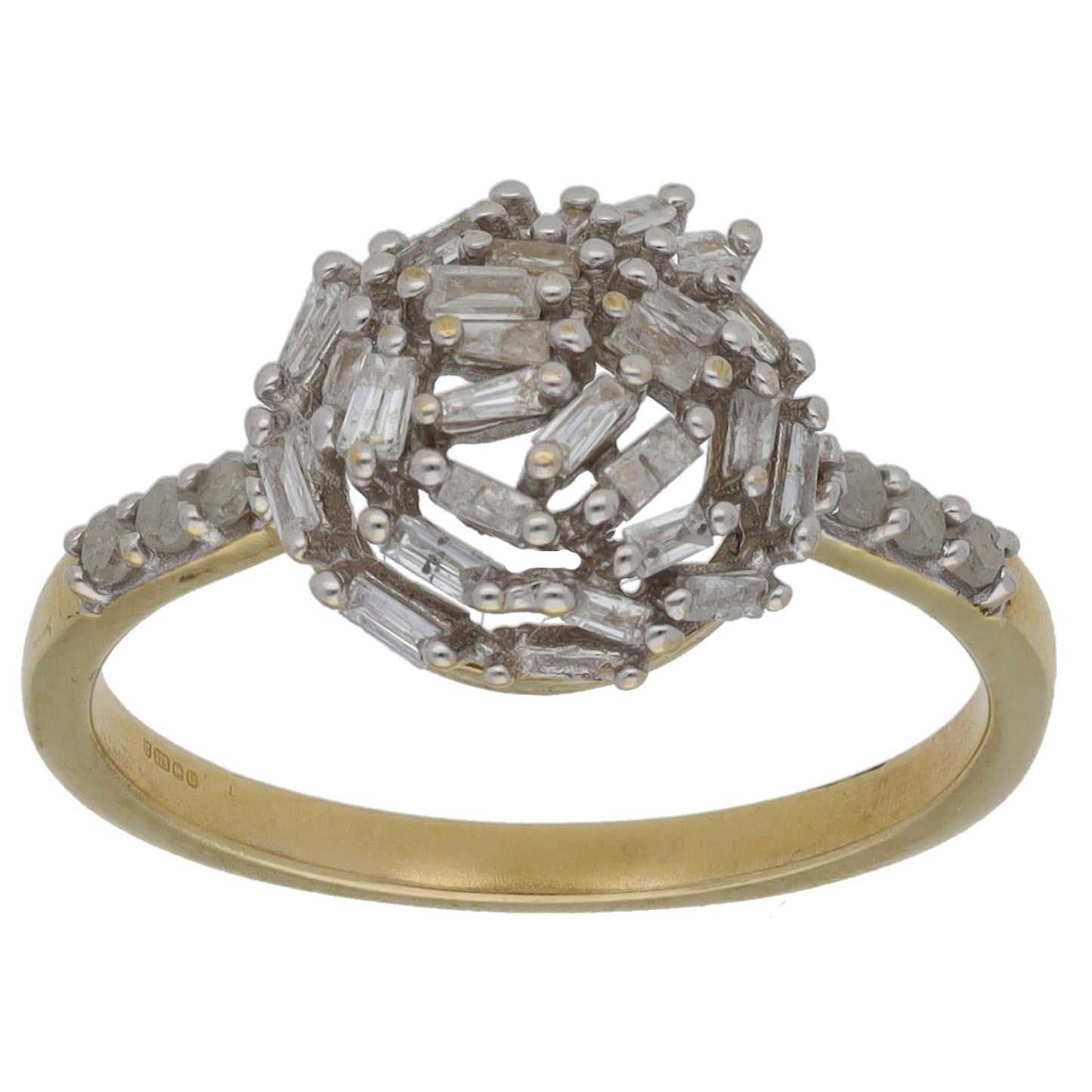 9ct Bicolour Gold 0.36ct Diamond Cluster Ring Size L