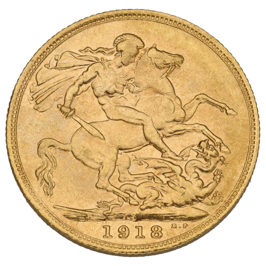 22ct Gold King George V Full Sovereign Coin 1918