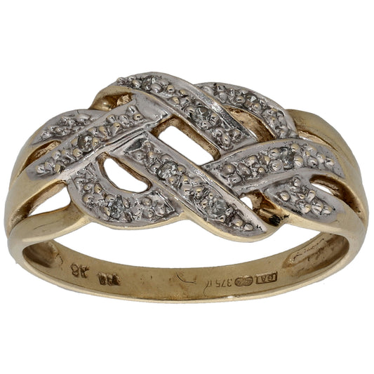 9ct Bicolour Gold 0.05ct Diamond Cluster Ring Size L