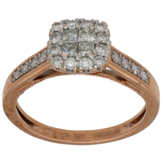 9ct Rose Gold 0.50ct Diamond Cluster Ring Size L