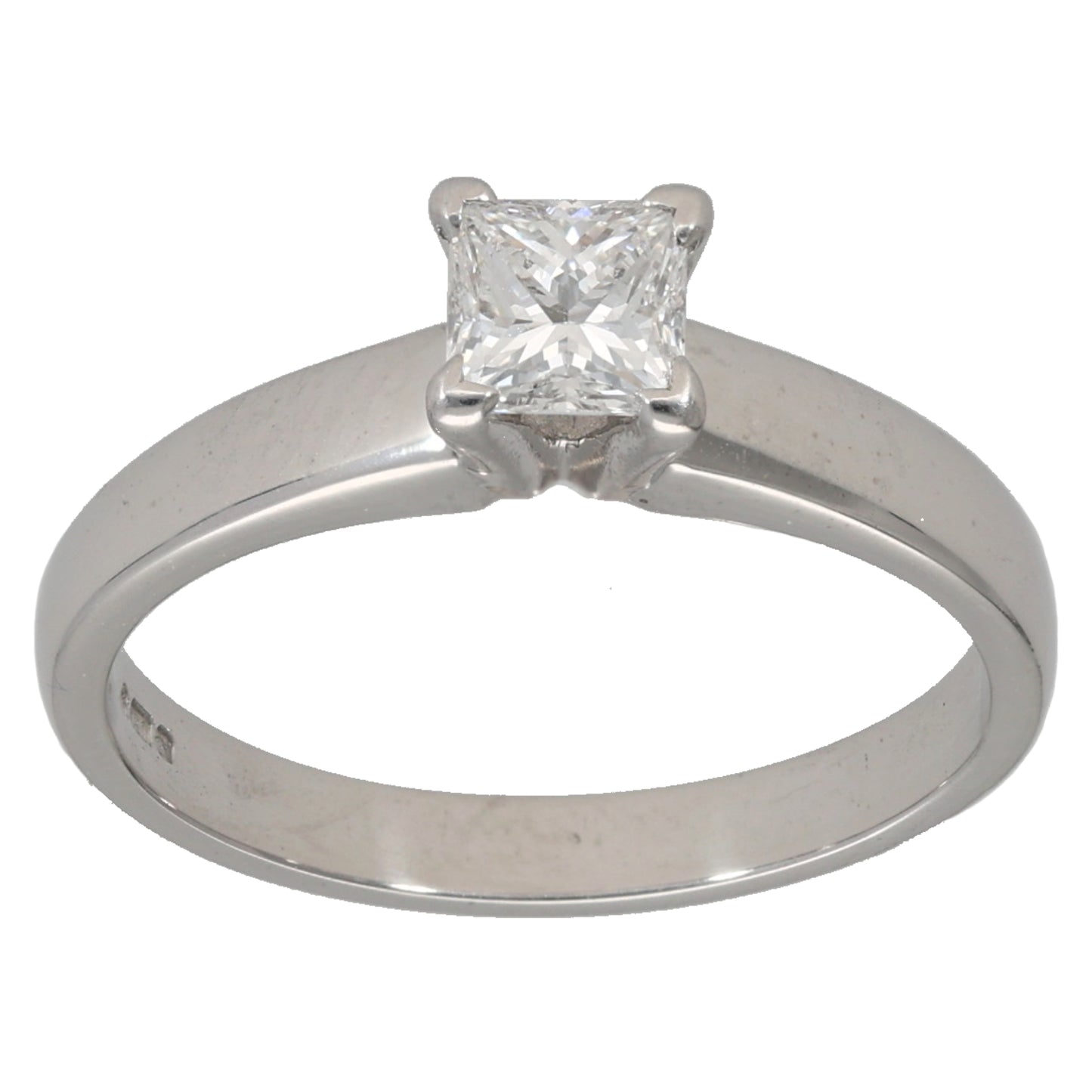 18ct White Gold 0.51ct Diamond Solitaire Ring Size M