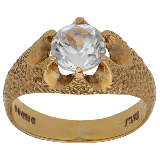 9ct Gold Cubic Zirconia Single Stone Ring Size Q