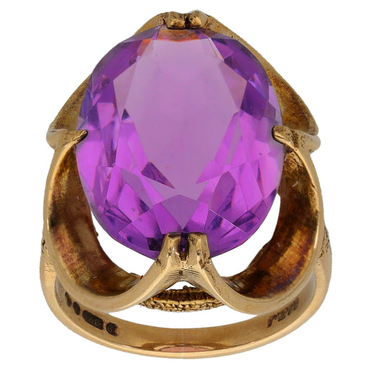9ct Gold Amethyst Single Stone Ring Size K