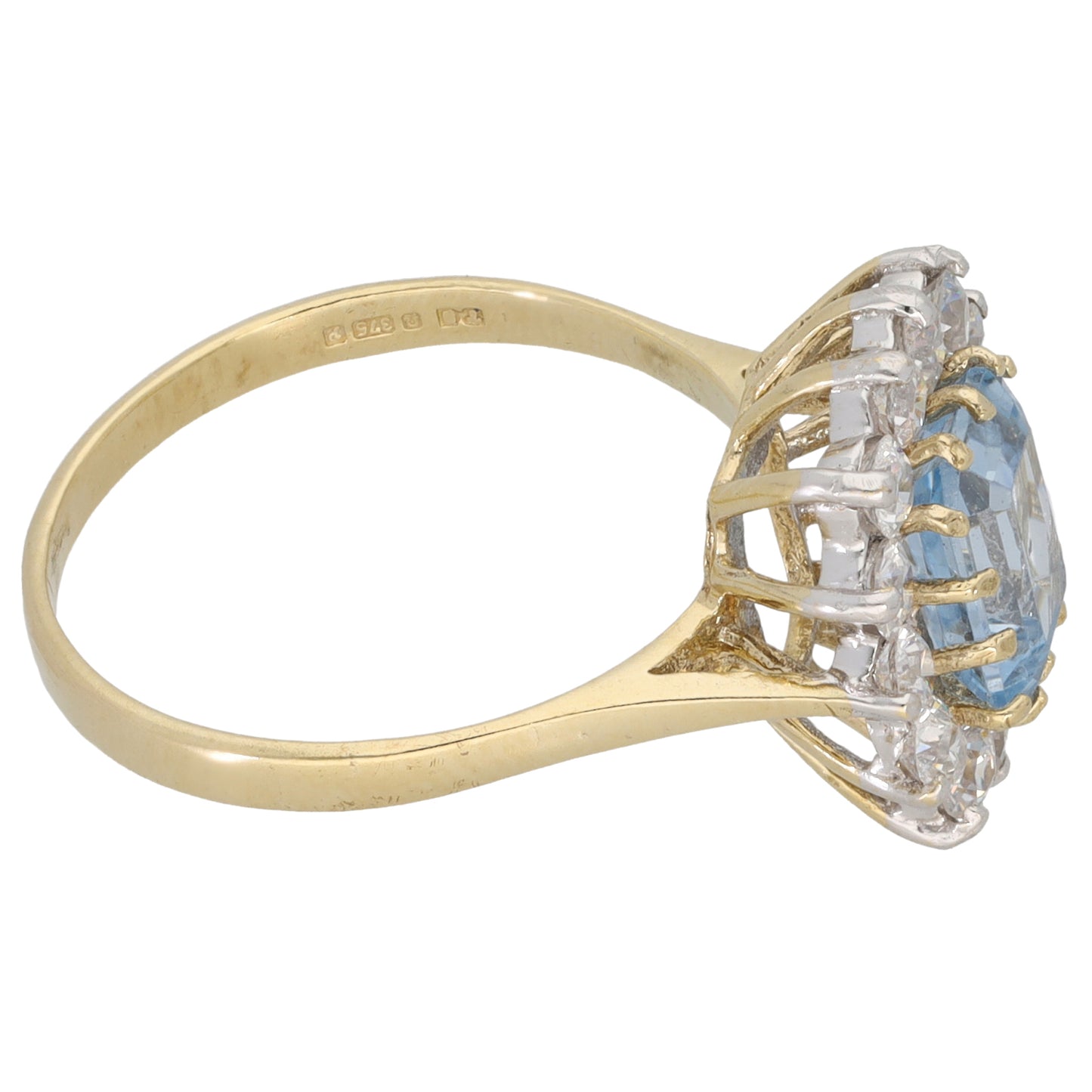 9ct Gold Imitation Gems Dress/Cocktail Ring Size P