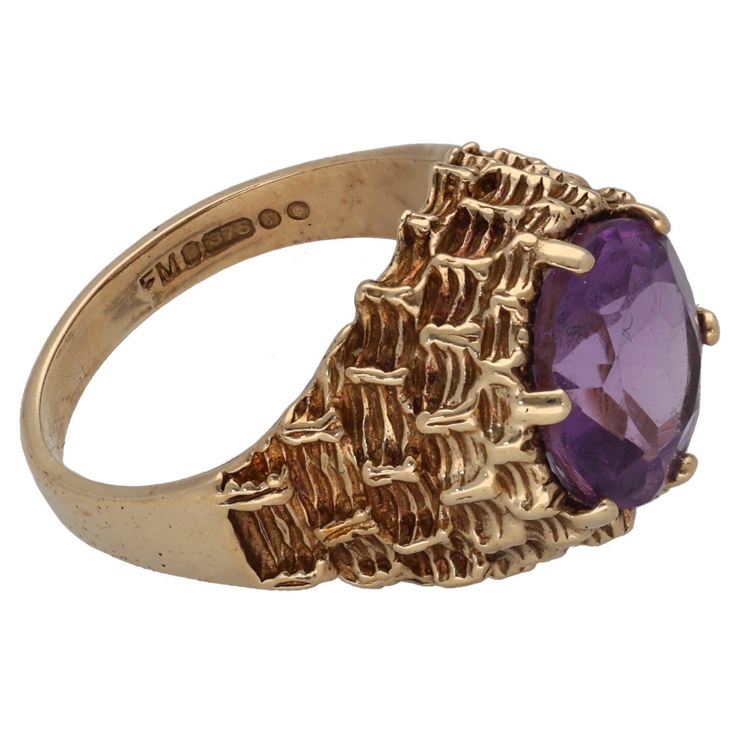 9ct Gold Amethyst Single Stone Ring Size L