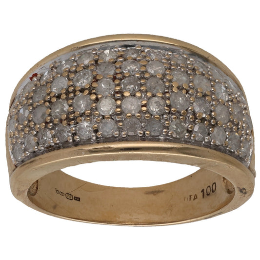 Bicolour gold half eternity ring with round diamonds, size O