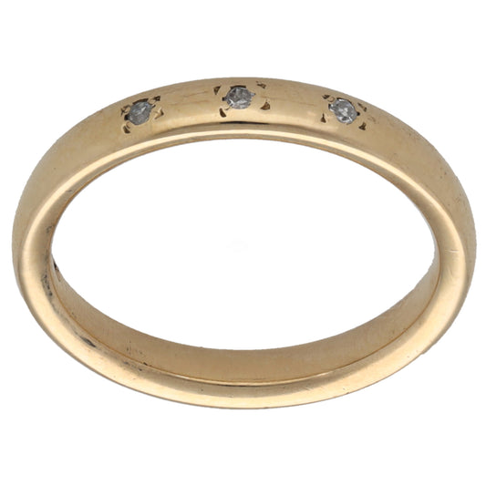 9ct Gold 0.015ct Diamond Wedding Ring Size K