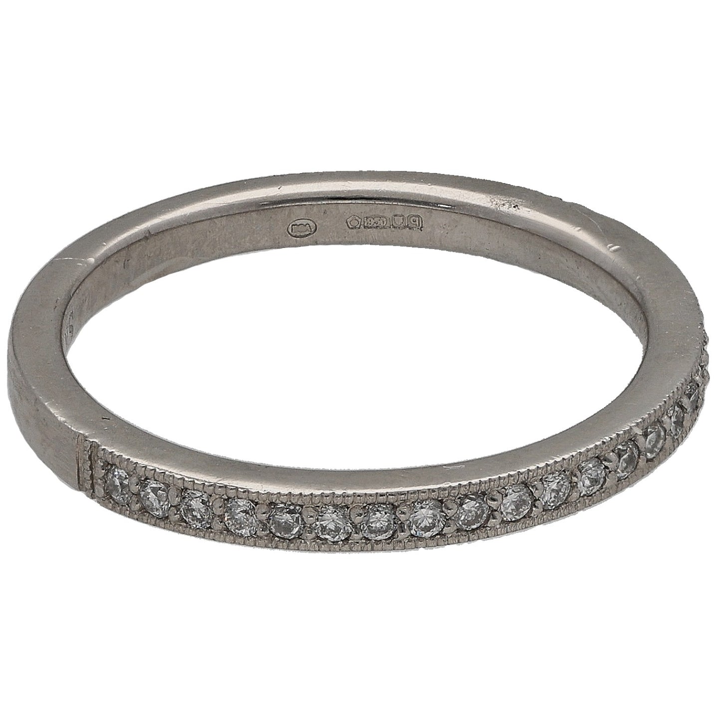 Platinum 0.12ct Diamond Half Eternity Ring Size L