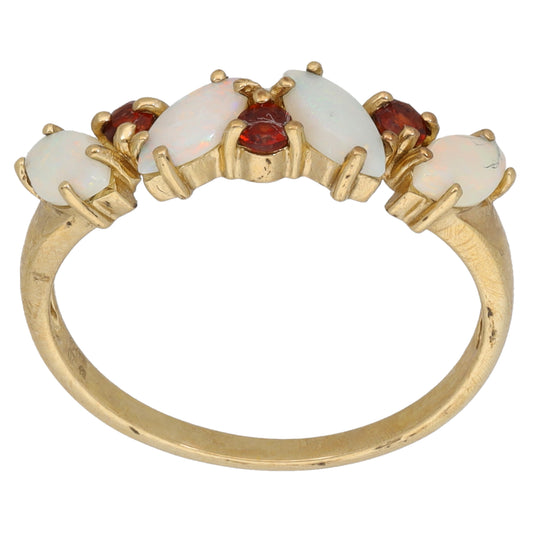 9ct Gold Opal & Garnet Dress/Cocktail Ring Size N