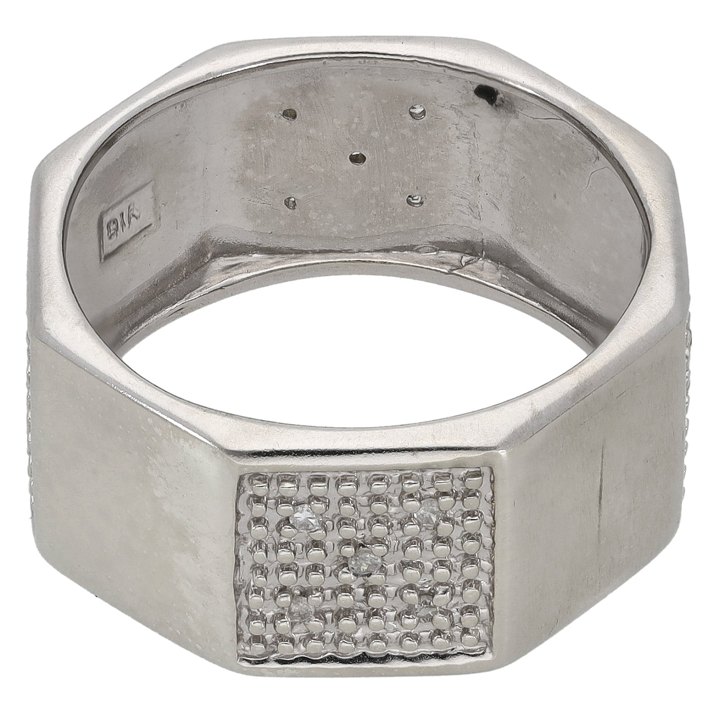 9ct White Gold Alternative Ring Size R