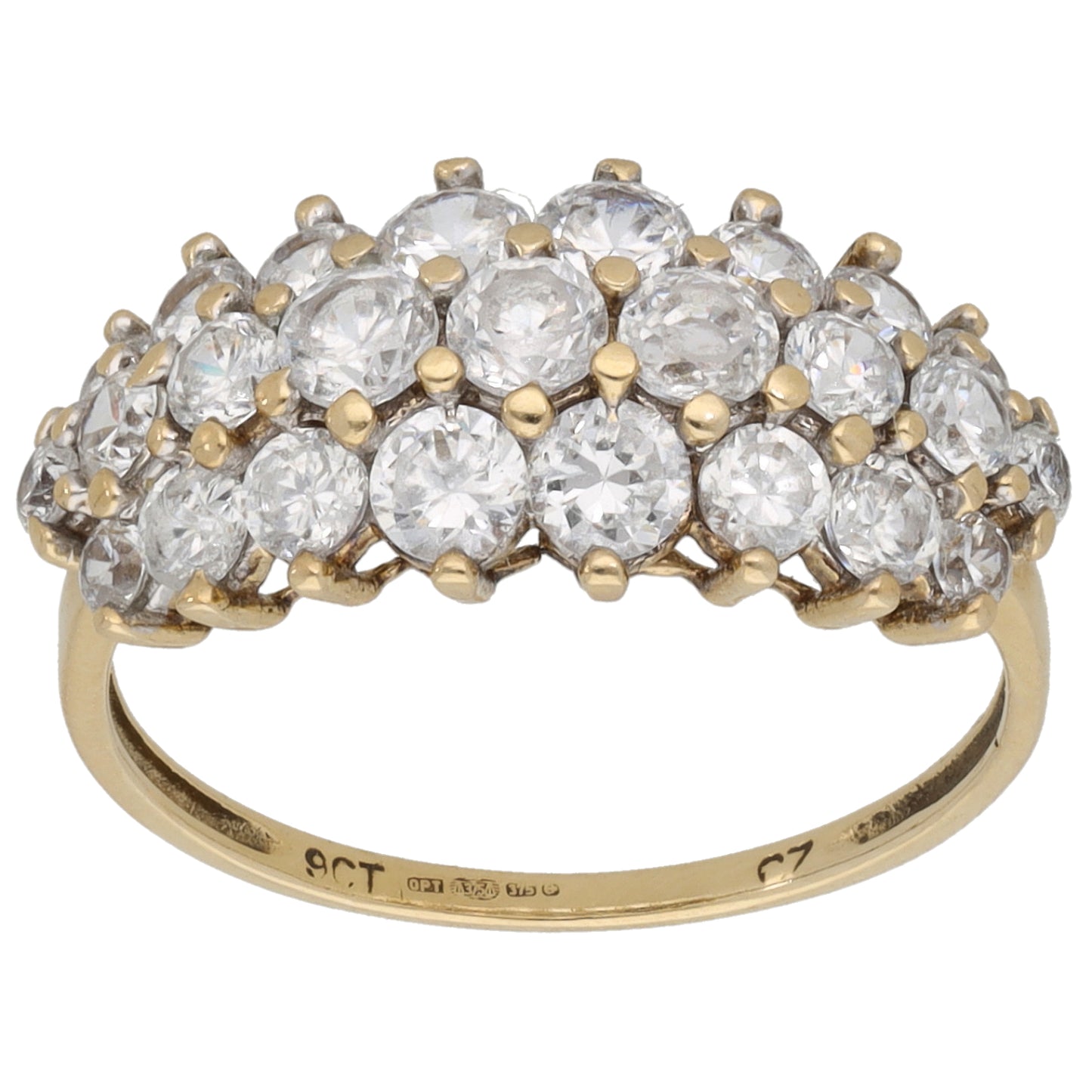 9ct Gold Cubic Zirconia Dress/Cocktail Ring Size M