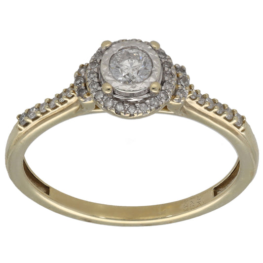 9ct Gold 0.33ct Diamond Cluster Ring Size R