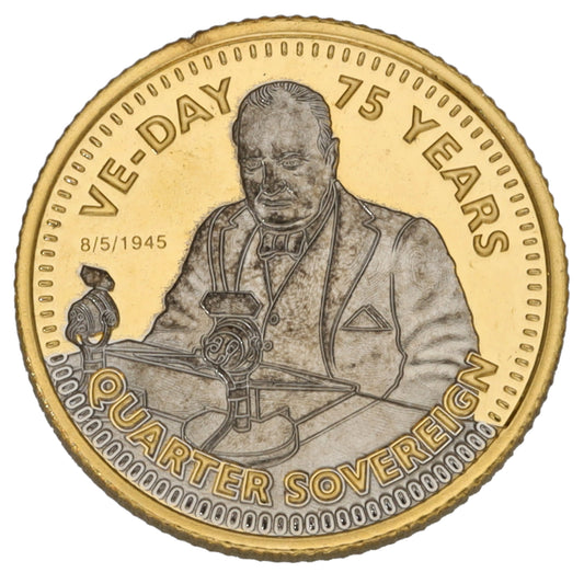 22ct Gold VE-Day 75 Years Quarter Sovereign Coin 2020