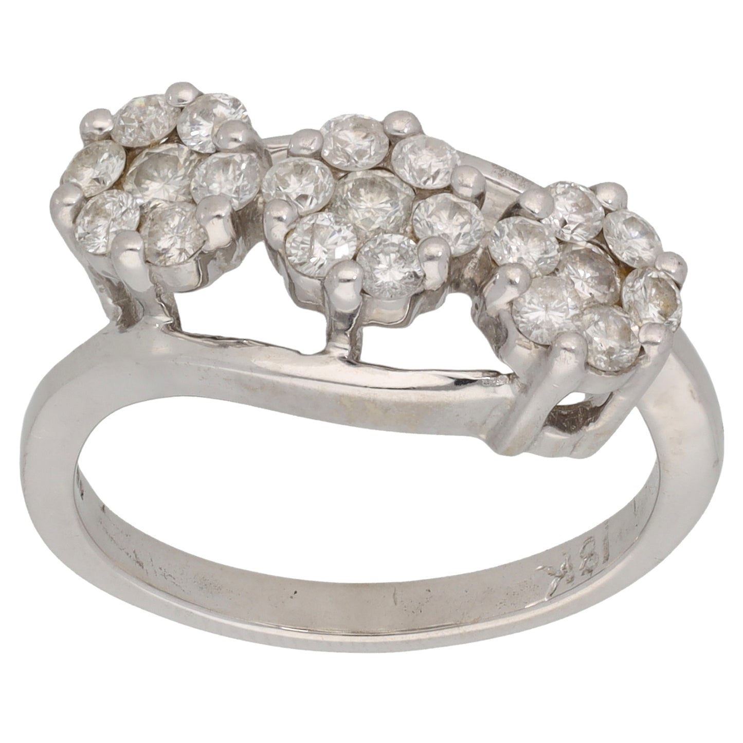 18ct White Gold 1.11ct Diamond Dress/Cocktail Ring Size P