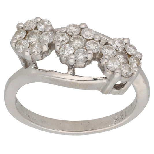 18ct White Gold 1.11ct Diamond Dress/Cocktail Ring Size P