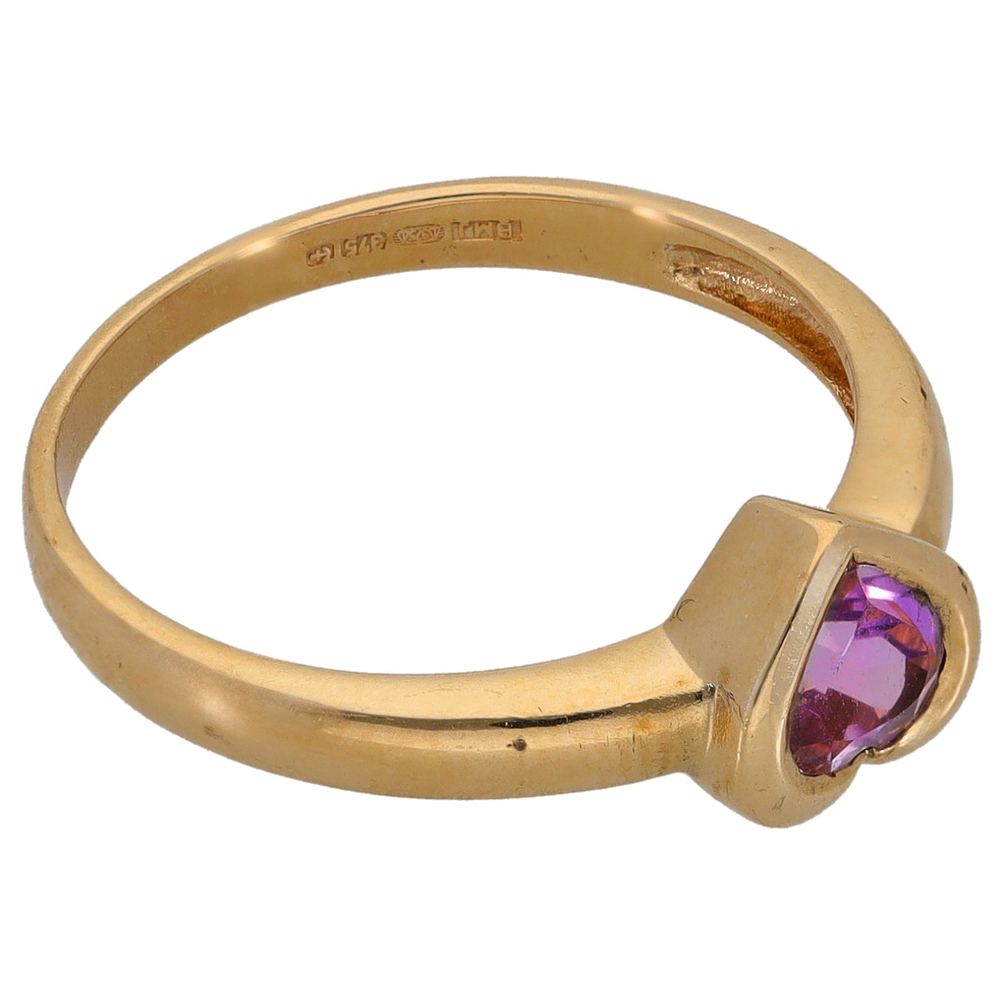 9ct Gold Amethyst Single Stone Ring Size N
