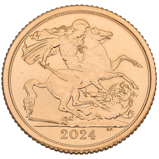 22ct Gold King Charles III Half Sovereign Coin 2024