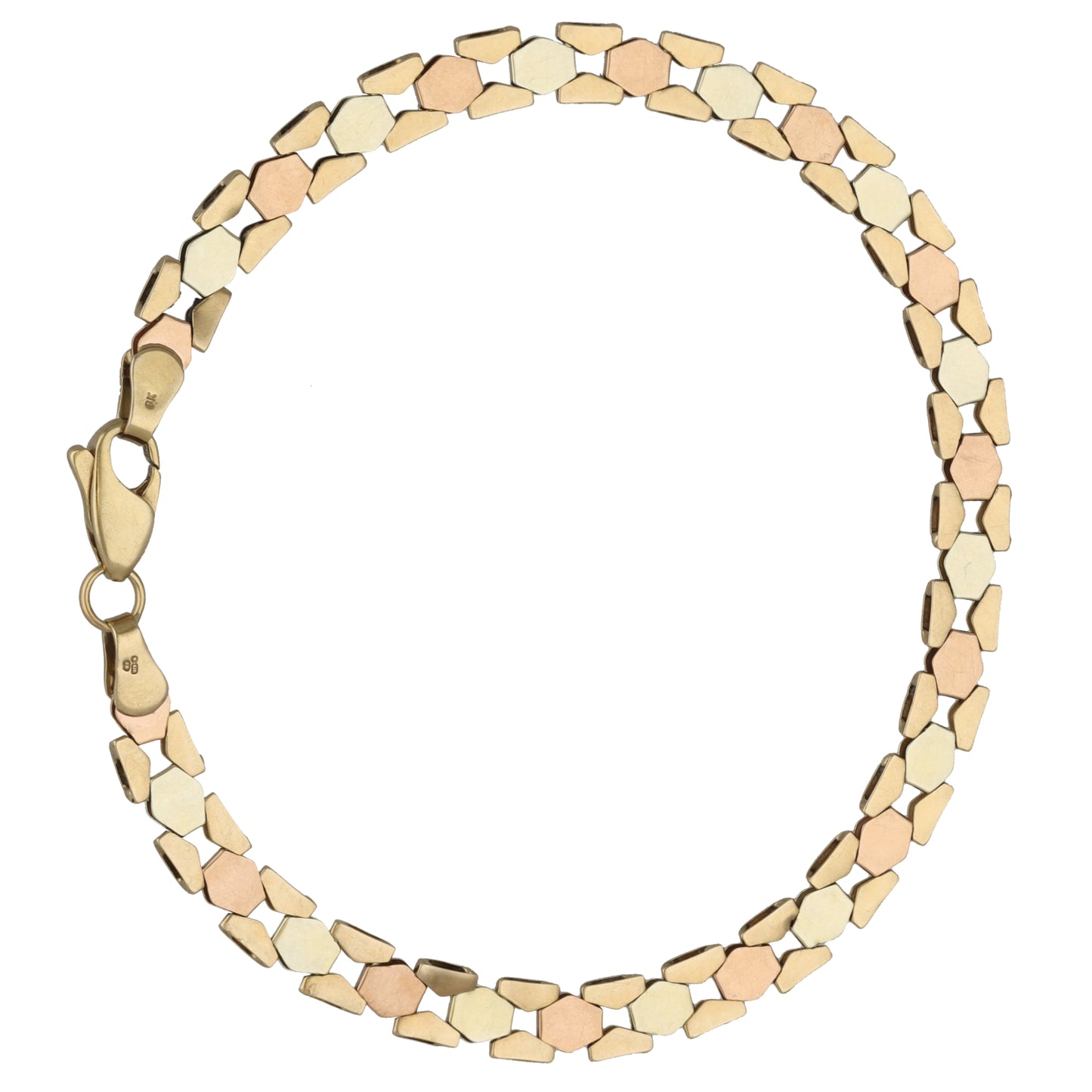 9ct Tri-Colour Gold Alternative Bracelet