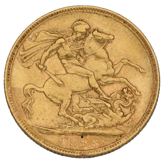 22ct Gold Queen Victoria Full Sovereign Coin 1893