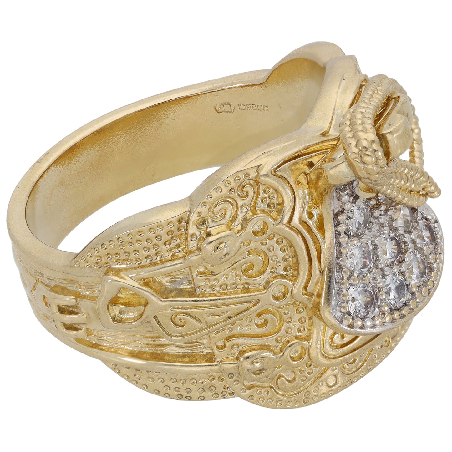 9ct Gold Cubic Zirconia Saddle Ring Size Z