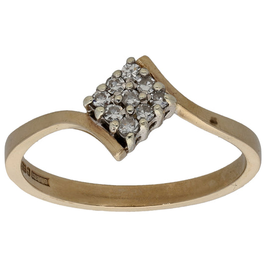 9ct Gold 0.09ct Diamond Cluster Ring Size N