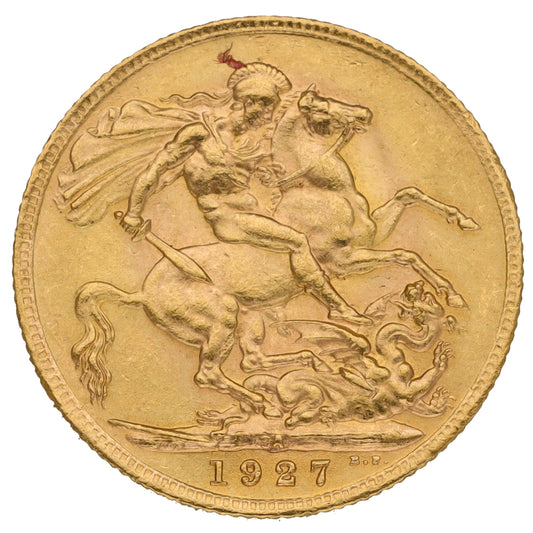22ct Gold King George V Full Sovereign Coin 1927