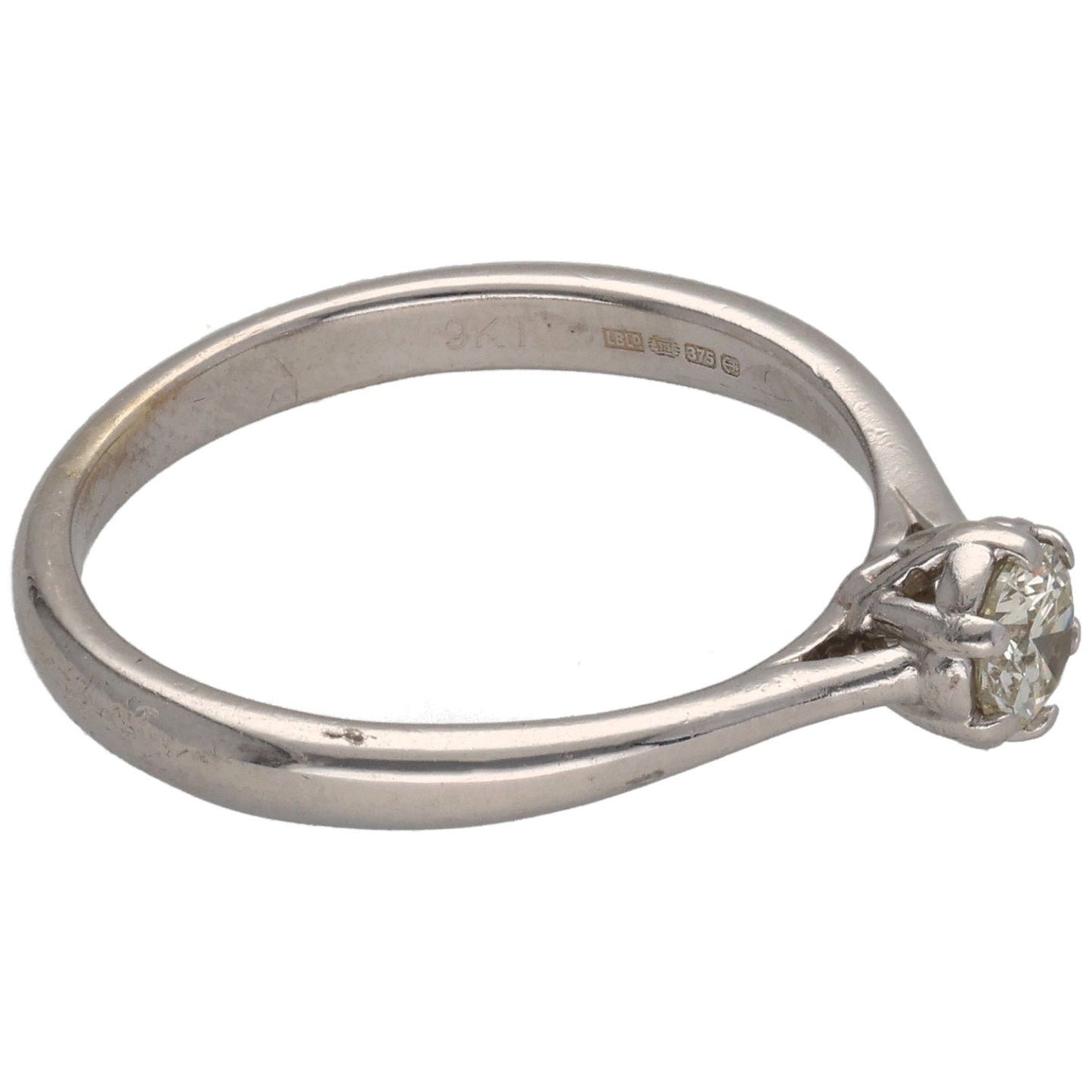 9ct White Gold 0.25ct Diamond Solitaire Ring Size O