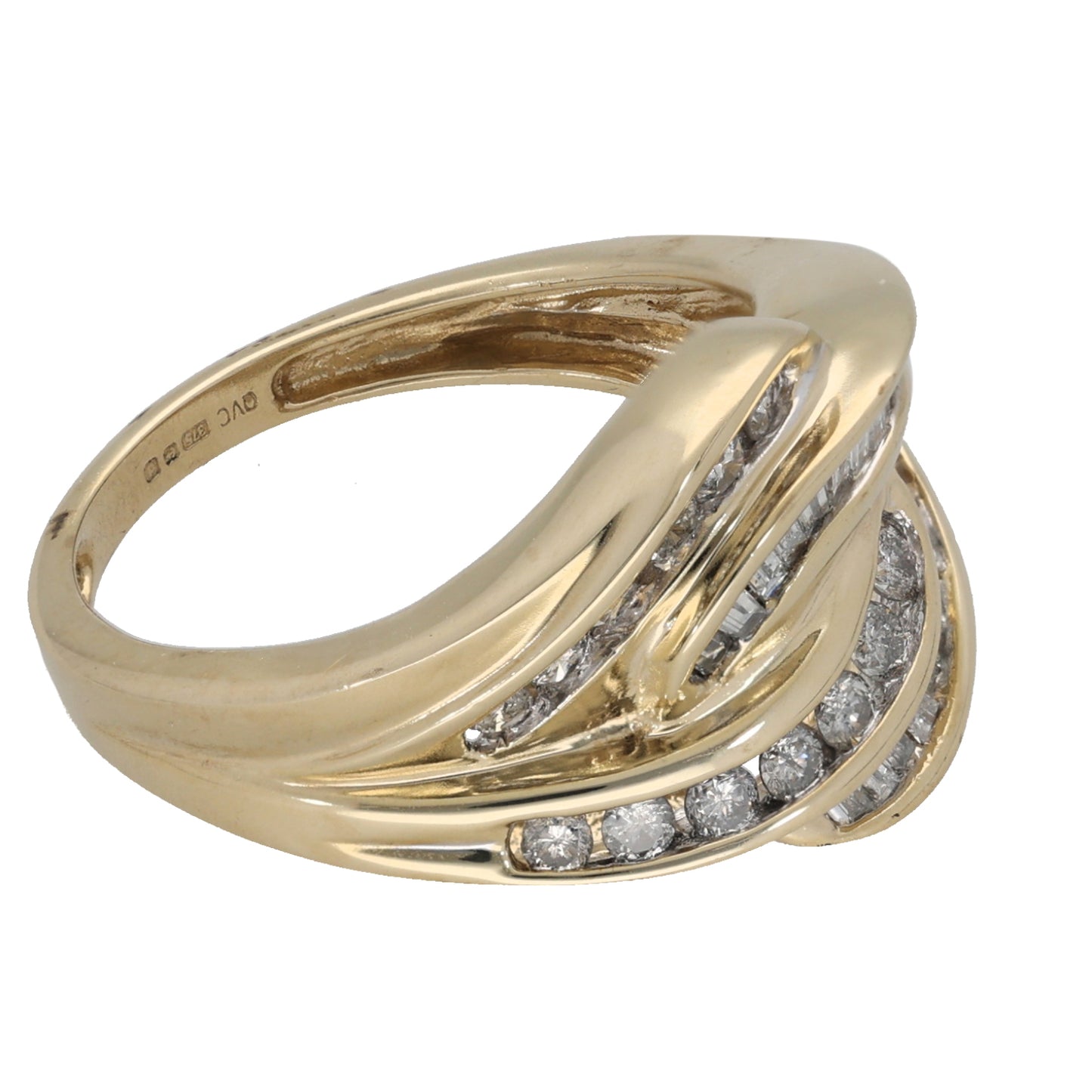 9ct Gold 0.99ct Diamond Dress/Cocktail Ring Size P